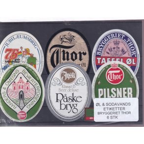�l og Sodavands Etiketter - Bryggeriet Thor - 6 Stk.