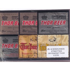 �l og Sodavands Etiketter - Bryggeriet Thor - 6 Stk.