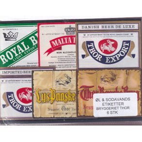 �l og Sodavands Etiketter - Bryggeriet Thor - 6 Stk.