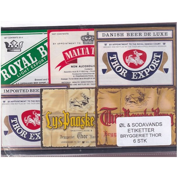 �l og Sodavands Etiketter - Bryggeriet Thor - 6 Stk.