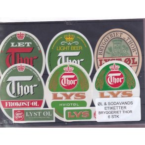 �l og Sodavands Etiketter - Bryggeriet Thor - 6 Stk.