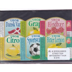 �l og Sodavands Etiketter - Bryggeriet Thor - 6 Stk.