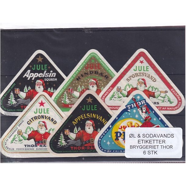 �l og Sodavands Etiketter - Bryggeriet Thor - 6 Stk.