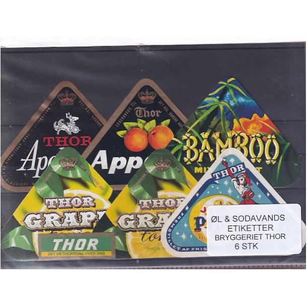 �l og Sodavands Etiketter - Bryggeriet Thor - 6 Stk.