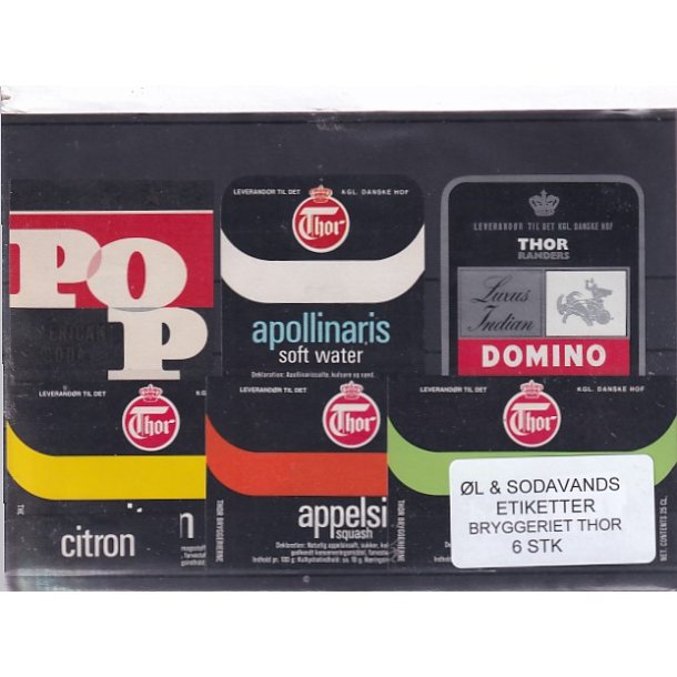 �l og Sodavands Etiketter - Bryggeriet Thor - 6 Stk.