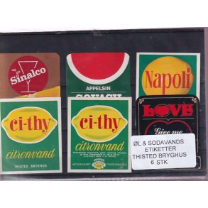 �l og Sodavands Etiketter - Thisted  Bryghus - 6 Stk.