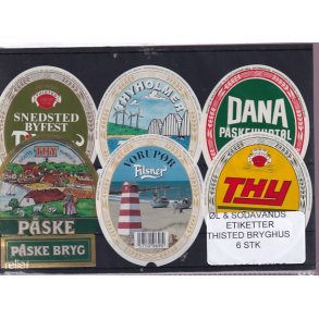 �l og Sodavands Etiketter - Thisted  Bryghus - 6 Stk.