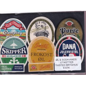�l og Sodavands Etiketter - Thisted  Bryghus - 6 Stk.