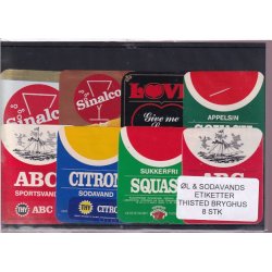 �l og Sodavands Etiketter - Thisted  Bryghus - 8 Stk.