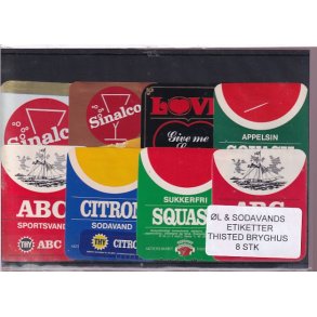 �l og Sodavands Etiketter - Thisted  Bryghus - 8 Stk.