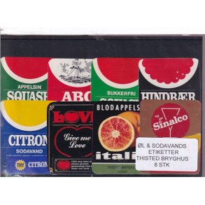 �l og Sodavands Etiketter - Thisted  Bryghus - 8 Stk.