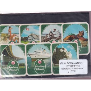 �l og Sodavands Etiketter - Nyk�bing F. Bryghus - 7 Stk.