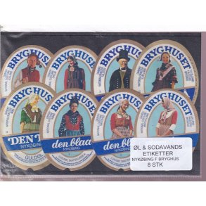 �l og Sodavands Etiketter - Nyk�bing F. Bryghus - 8 Stk.
