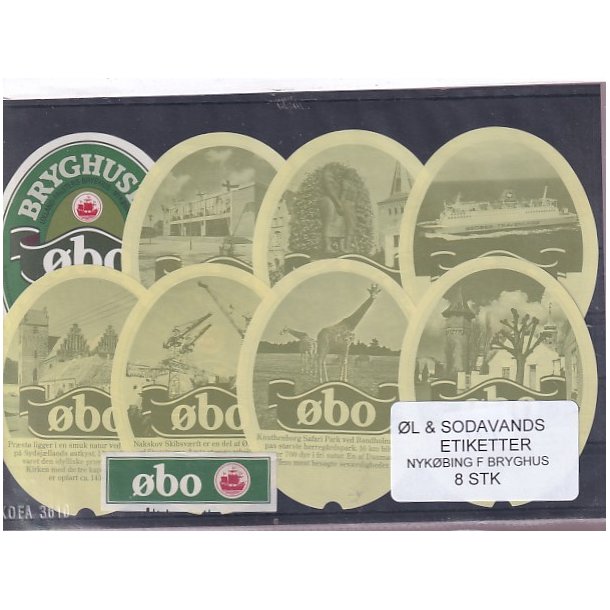 �l og Sodavands Etiketter - Nyk�bing F. Bryghus - 8 Stk.