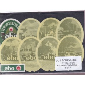 �l og Sodavands Etiketter - Nyk�bing F. Bryghus - 8 Stk.