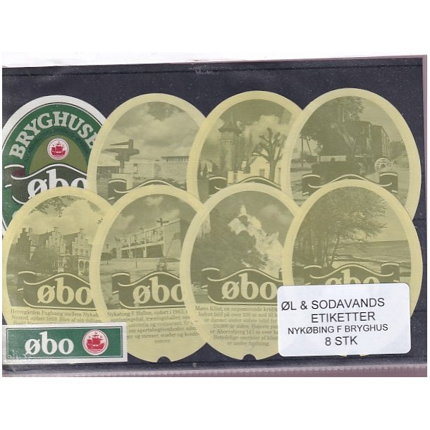 �l og Sodavands Etiketter - Nyk�bing F. Bryghus - 8 Stk.
