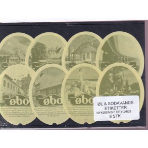�l og Sodavands Etiketter - Nyk�bing F. Bryghus - 8 Stk.