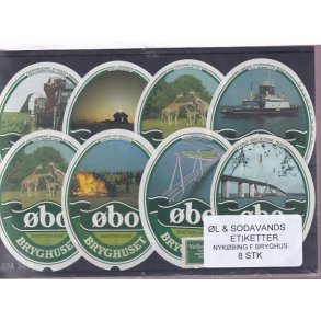 �l og Sodavands Etiketter - Nyk�bing F. Bryghus - 8 Stk.