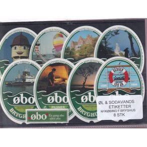 �l og Sodavands Etiketter - Nyk�bing F. Bryghus - 8 Stk.