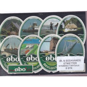 �l og Sodavands Etiketter - Nyk�bing F. Bryghus - 8 Stk.