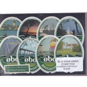 �l og Sodavands Etiketter - Nyk�bing F. Bryghus - 8 Stk.