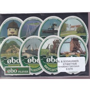 �l og Sodavands Etiketter - Nyk�bing F. Bryghus - 8 Stk.