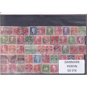 Danmark Perfiner 50 stk. Stemplet/Ustemplet