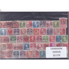 Danmark Perfiner 50 stk. Stemplet/Ustemplet