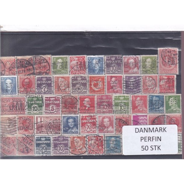Danmark Perfiner 50 stk. Stemplet/Ustemplet
