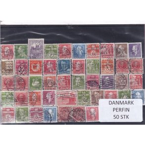 Danmark Perfiner 50 stk. Stemplet/Ustemplet