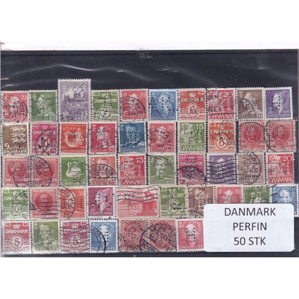 Danmark Perfiner 50 stk. Stemplet/Ustemplet