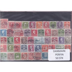 Danmark Perfiner 50 stk. Stemplet/Ustemplet