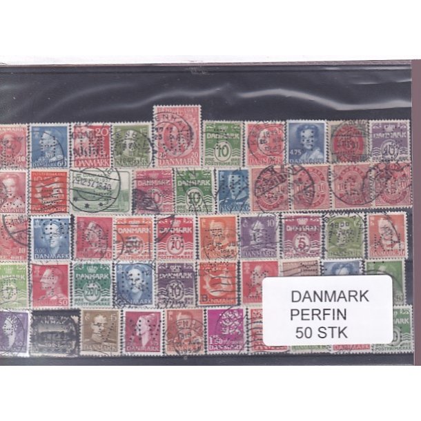 Danmark Perfiner 50 stk. Stemplet/Ustemplet