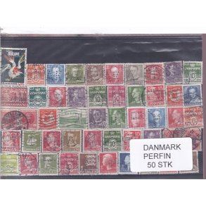 Danmark Perfiner 50 stk. Stemplet/Ustemplet