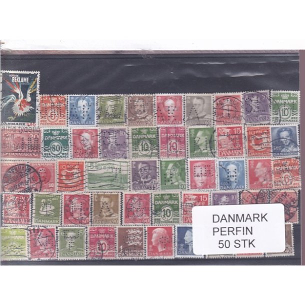 Danmark Perfiner 50 stk. Stemplet/Ustemplet