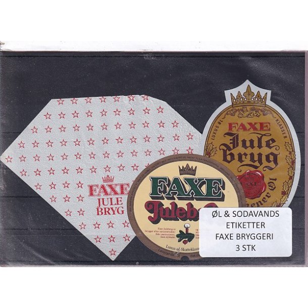 �l og Sodavands Etiketter - Faxe Bryggeri - 3 Stk.