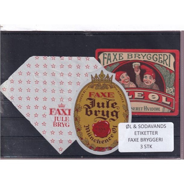 �l og Sodavands Etiketter - Faxe Bryggeri - 3 Stk.