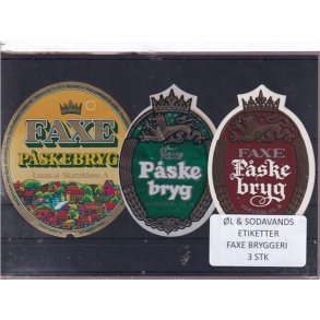 �l og Sodavands Etiketter - Faxe Bryggeri - 3 Stk.