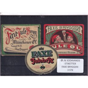 �l og Sodavands Etiketter - Faxe Bryggeri - 3 Stk.