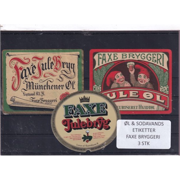 �l og Sodavands Etiketter - Faxe Bryggeri - 3 Stk.