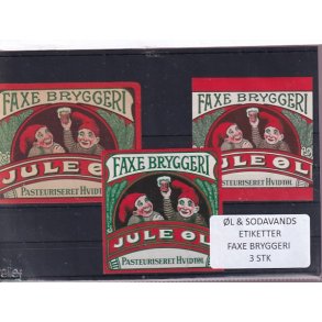 �l og Sodavands Etiketter - Faxe Bryggeri - 3 Stk.