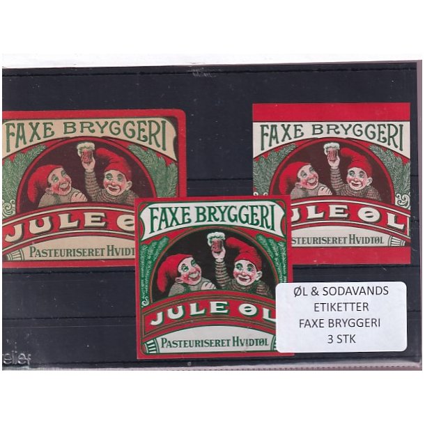 �l og Sodavands Etiketter - Faxe Bryggeri - 3 Stk.