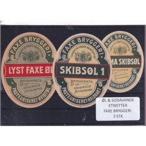 �l og Sodavands Etiketter - Faxe Bryggeri - 3 Stk.
