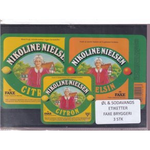 �l og Sodavands Etiketter - Faxe Bryggeri - 3 Stk.