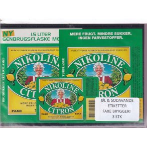 �l og Sodavands Etiketter - Faxe Bryggeri - 3 Stk.