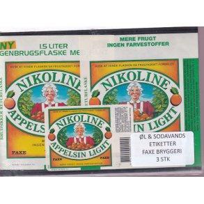 �l og Sodavands Etiketter - Faxe Bryggeri - 3 Stk.