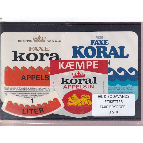 �l og Sodavands Etiketter - Faxe Bryggeri - 3 Stk.