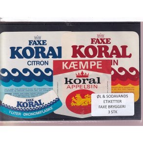 �l og Sodavands Etiketter - Faxe Bryggeri - 3 Stk.