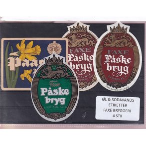 �l og Sodavands Etiketter - Faxe Bryggeri - 4 Stk.