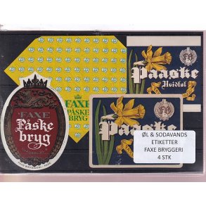 �l og Sodavands Etiketter - Faxe Bryggeri - 4 Stk.
